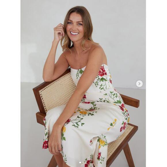 Park Fifth Dress Womens Small Brodie Maxi White Floral Slip Romantic Feminine - Picture 2 of 11